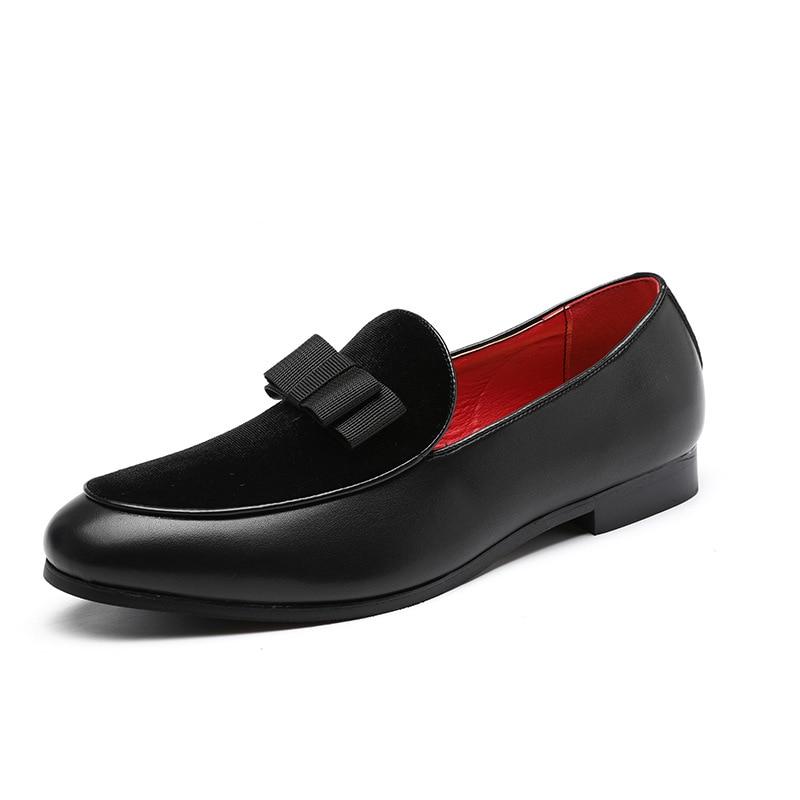 Gentlemen Loafer Bow knot Casual Shoes Black Patent Leather-FunkyTradition - FunkyTradition