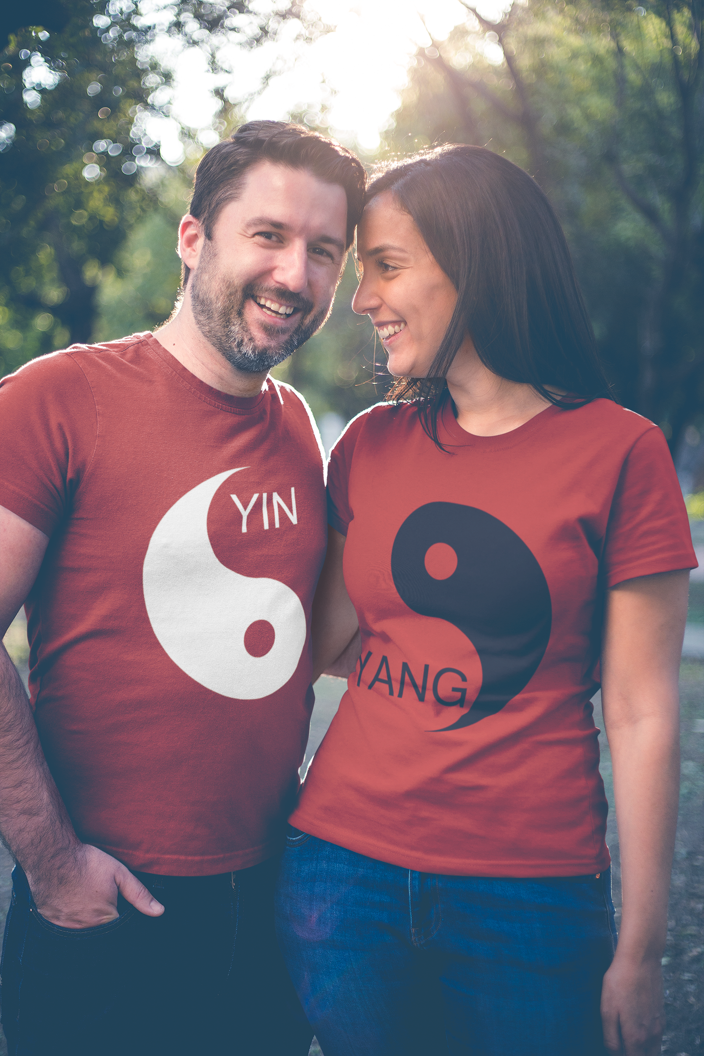 Yin Yang Couple Half Sleeves T-Shirts -FunkyTradition