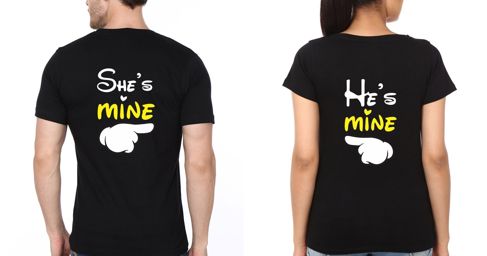 He is Mine and She is Mine Couple Half Sleeves T-Shirts -FunkyTradition - FunkyTradition
