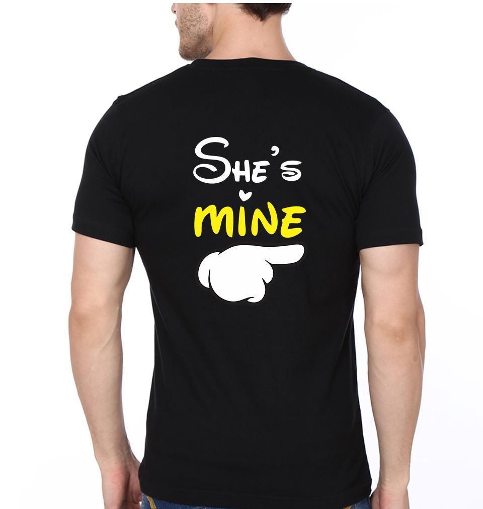 He is Mine and She is Mine Couple Half Sleeves T-Shirts -FunkyTradition - FunkyTradition