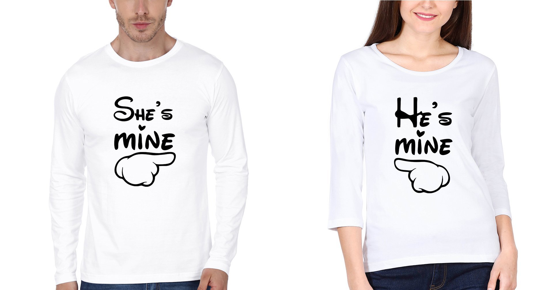 He is Mine She is Mine Couple Full Sleeves T-Shirts -FunkyTradition - FunkyTradition