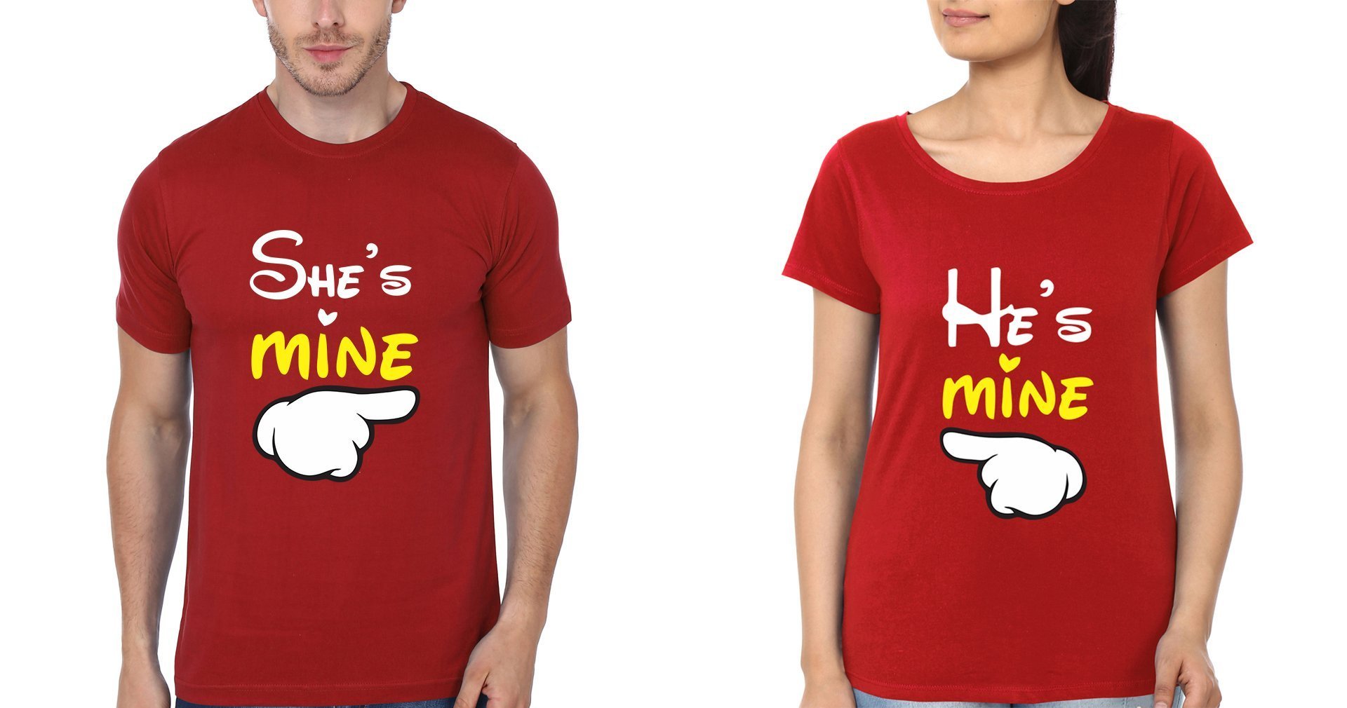 He is Mine She is Mine Couple Half Sleeves T-Shirts -FunkyTradition - FunkyTradition