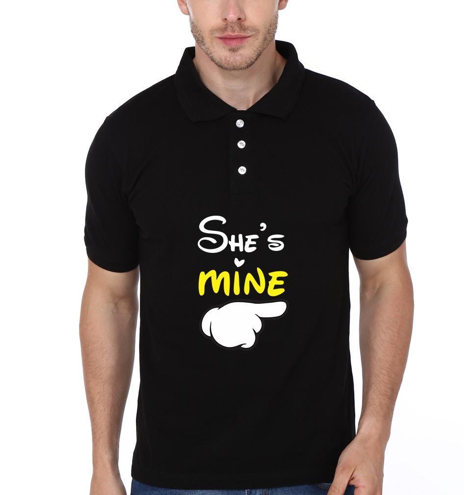 He is Mine She is Mine Couple Polo Half Sleeves T-Shirts -FunkyTradition - FunkyTradition