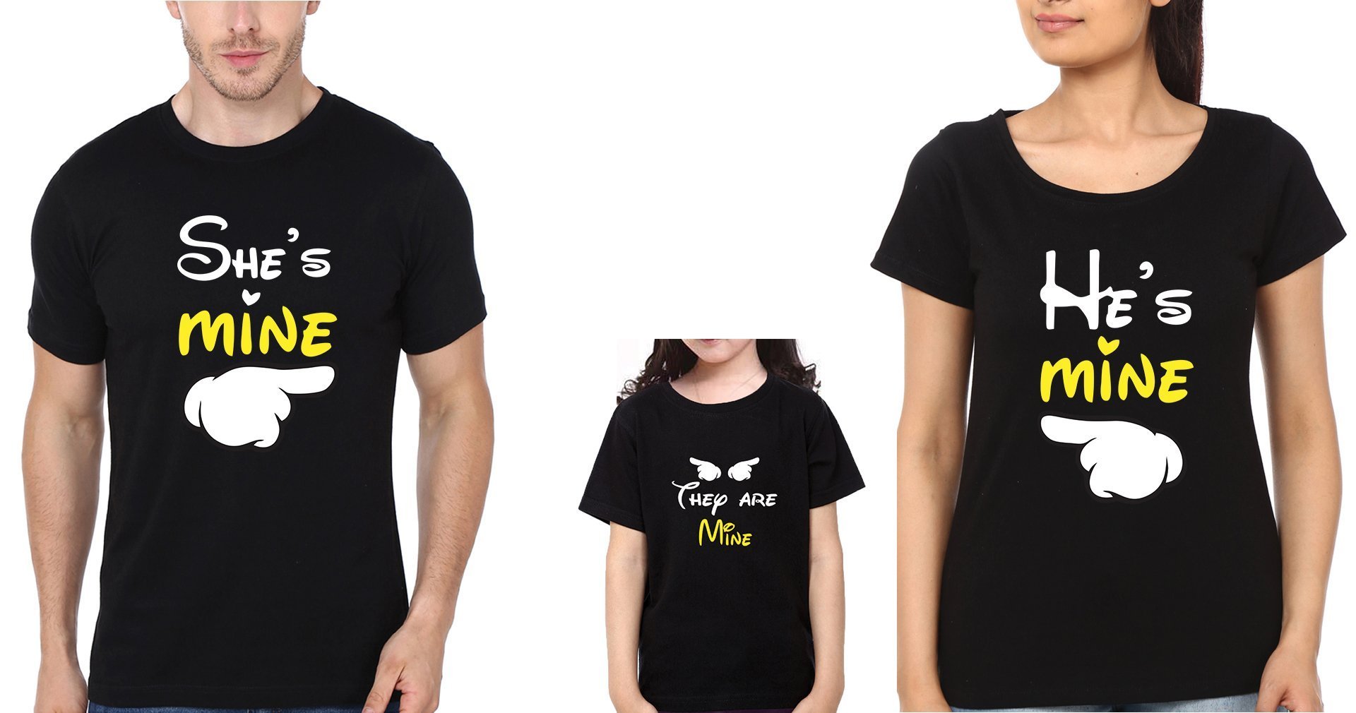 He Is Mine She Is Mine They Are Mine Family Half Sleeves T-Shirts-FunkyTradition - FunkyTradition