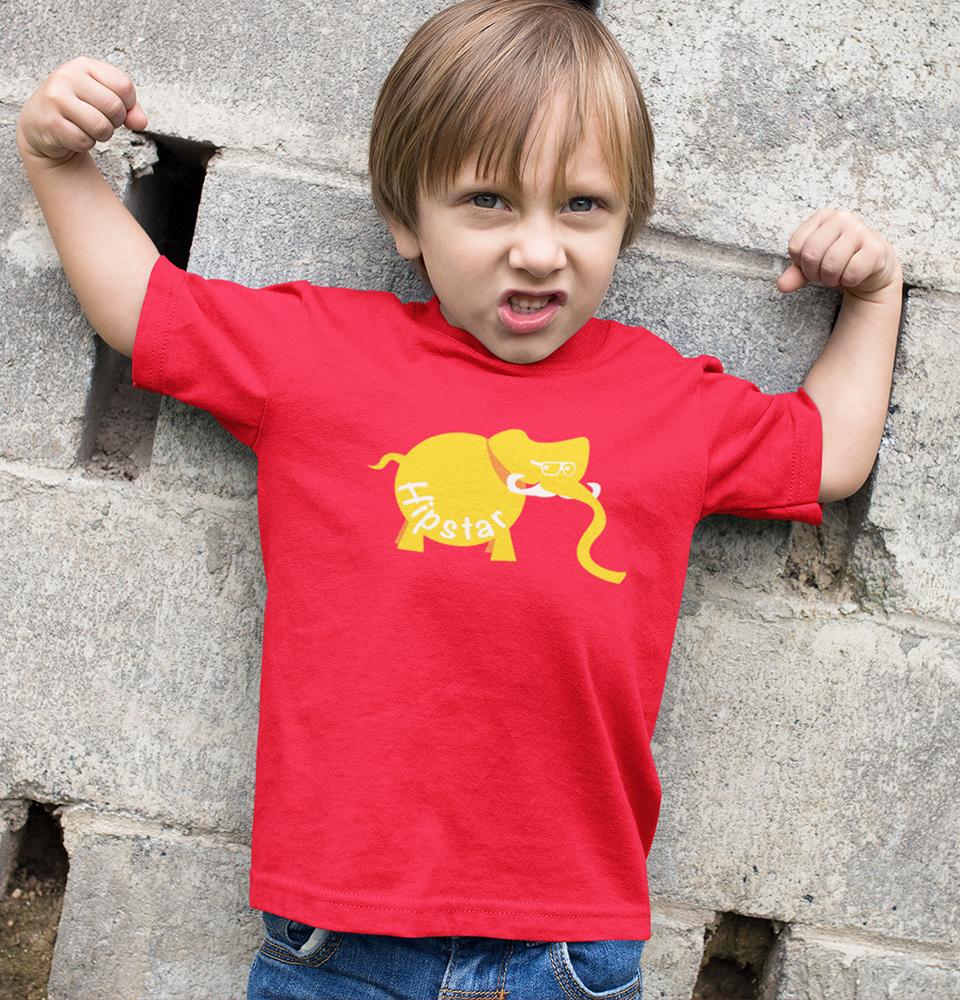Hipster Elephant Half Sleeves T-Shirt for Boy-FunkyTradition - FunkyTradition