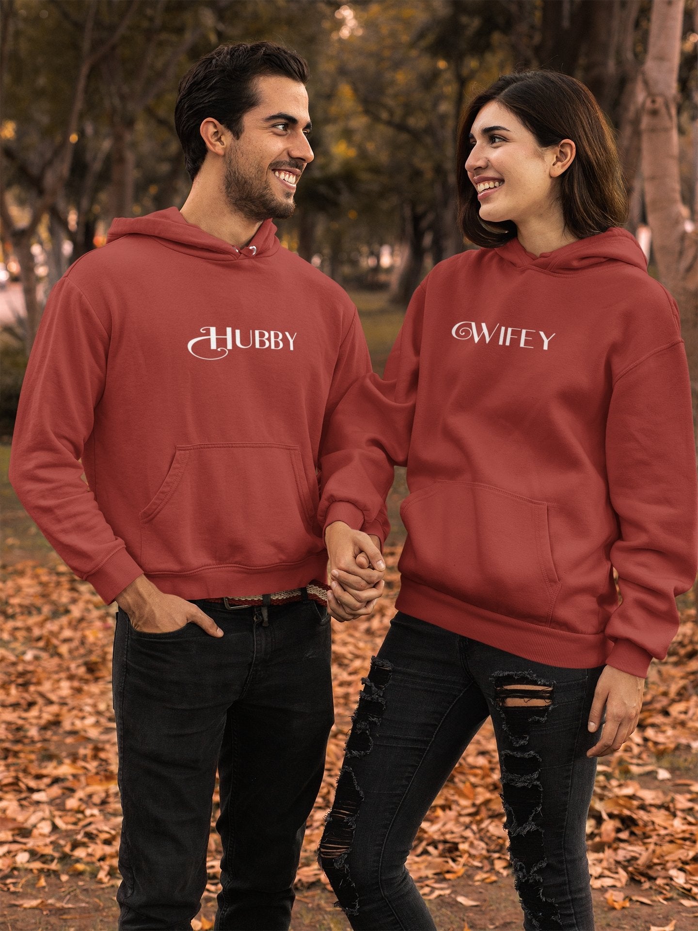 Hubby Wifey Couple Hoodie-FunkyTradition - FunkyTradition