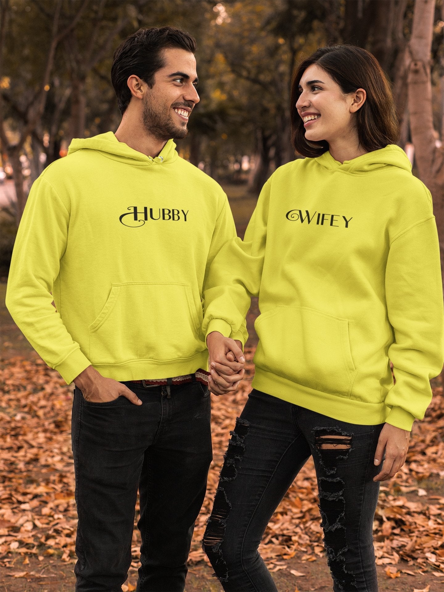 Hubby Wifey Couple Hoodie-FunkyTradition - FunkyTradition