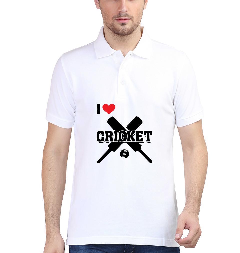 I Love Cricket Half Sleeves Polo T-shirt For Men -FunkyTradition - FunkyTradition