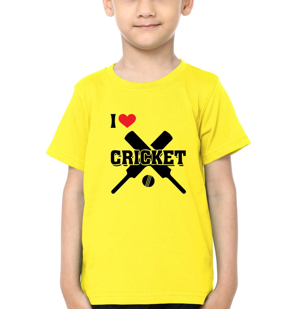 I Love Cricket Half Sleeves T-Shirt for Boys and Kids-FunkyTradition - FunkyTradition