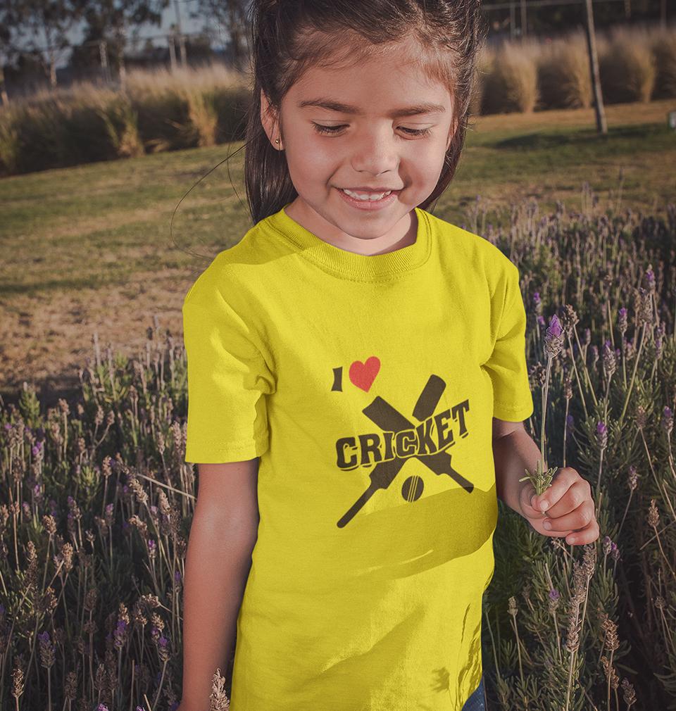 I Love Cricket Half Sleeves T-Shirt For Girls -FunkyTradition - FunkyTradition