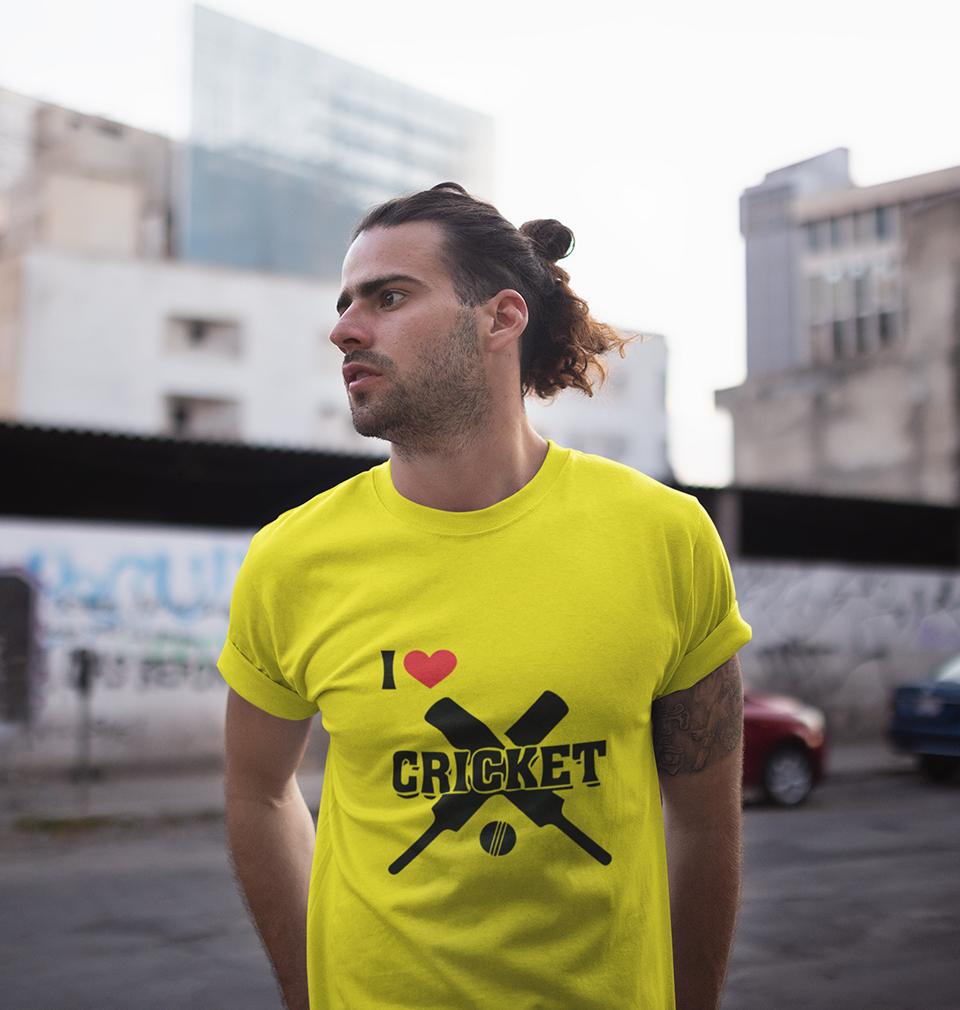 I Love Cricket Half Sleeves T-Shirt For Men-FunkyTradition - FunkyTradition