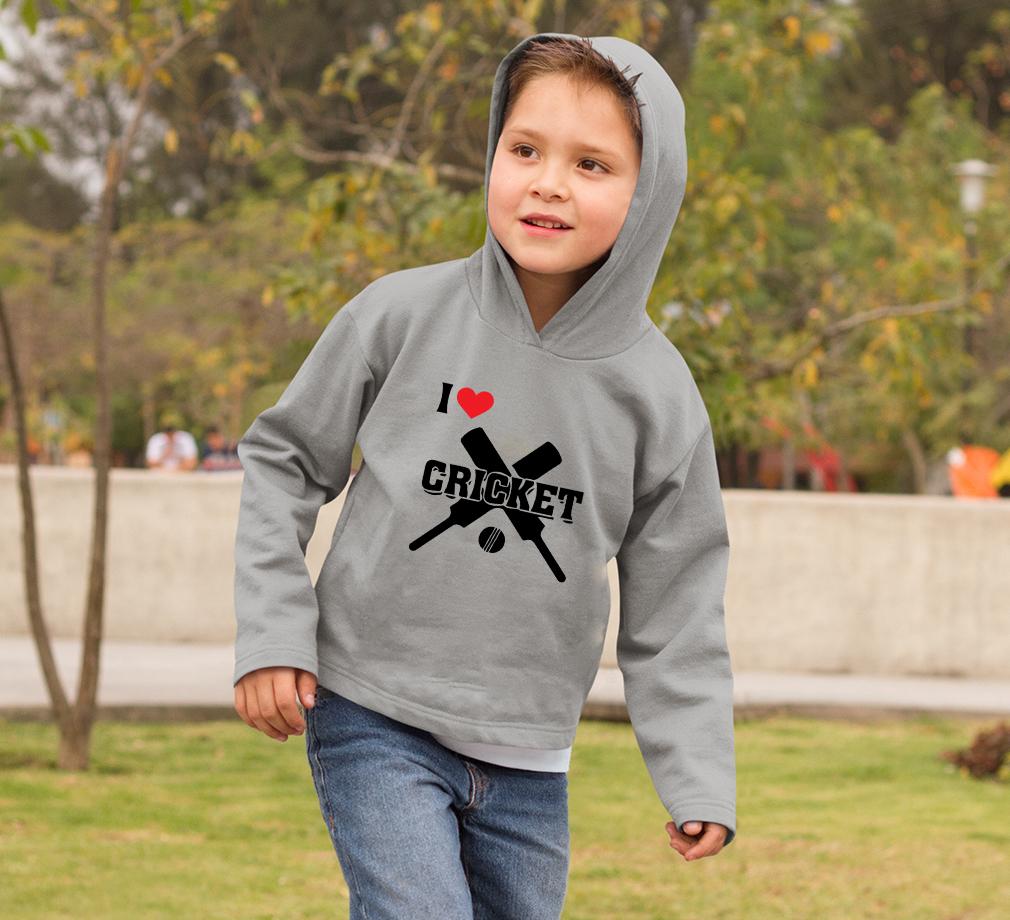I Love Cricket Hoodie For Boys-FunkyTradition - FunkyTradition