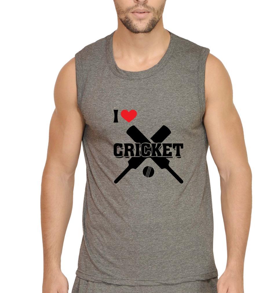 I Love Cricket Men Sleeveless T-Shirts-FunkyTradition - FunkyTradition