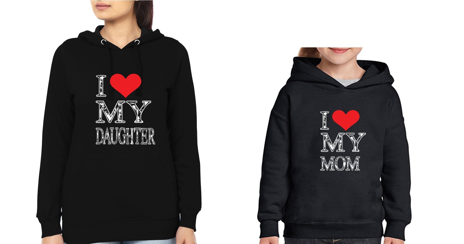 I Love My Daughter I Love My Mom Mother and Daughter Matching Hoodies- FunkyTradition - FunkyTradition