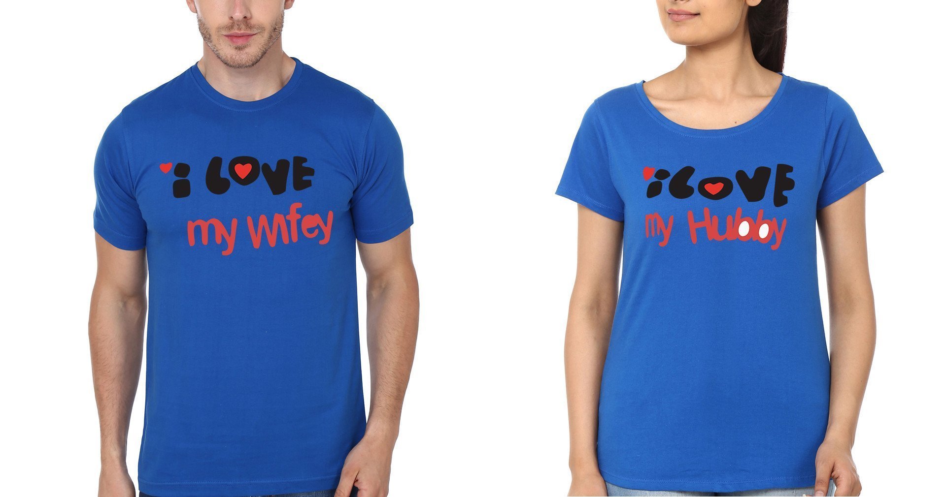 I Love Wifey Hubby Couple Half Sleeves T-Shirts -FunkyTradition - FunkyTradition