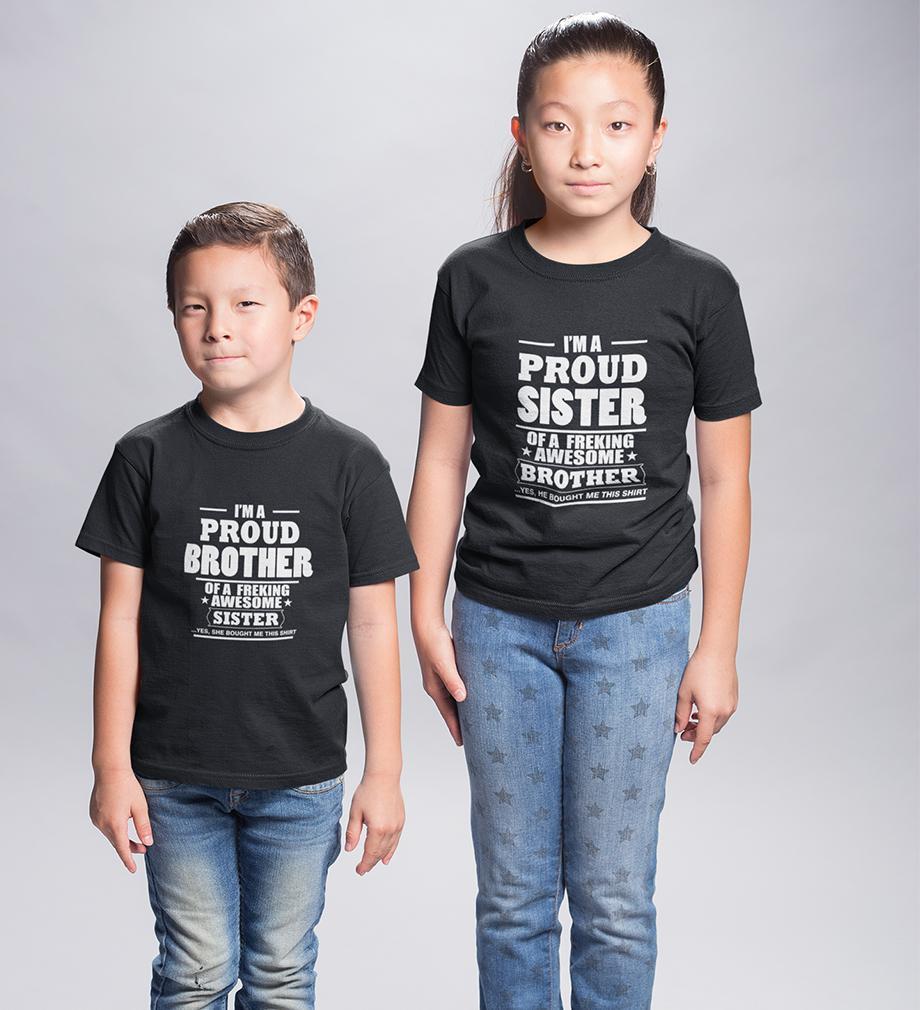 I'M Proud Brother Sister Brother-Sister Kid Half Sleeves T-Shirts -FunkyTradition - FunkyTradition