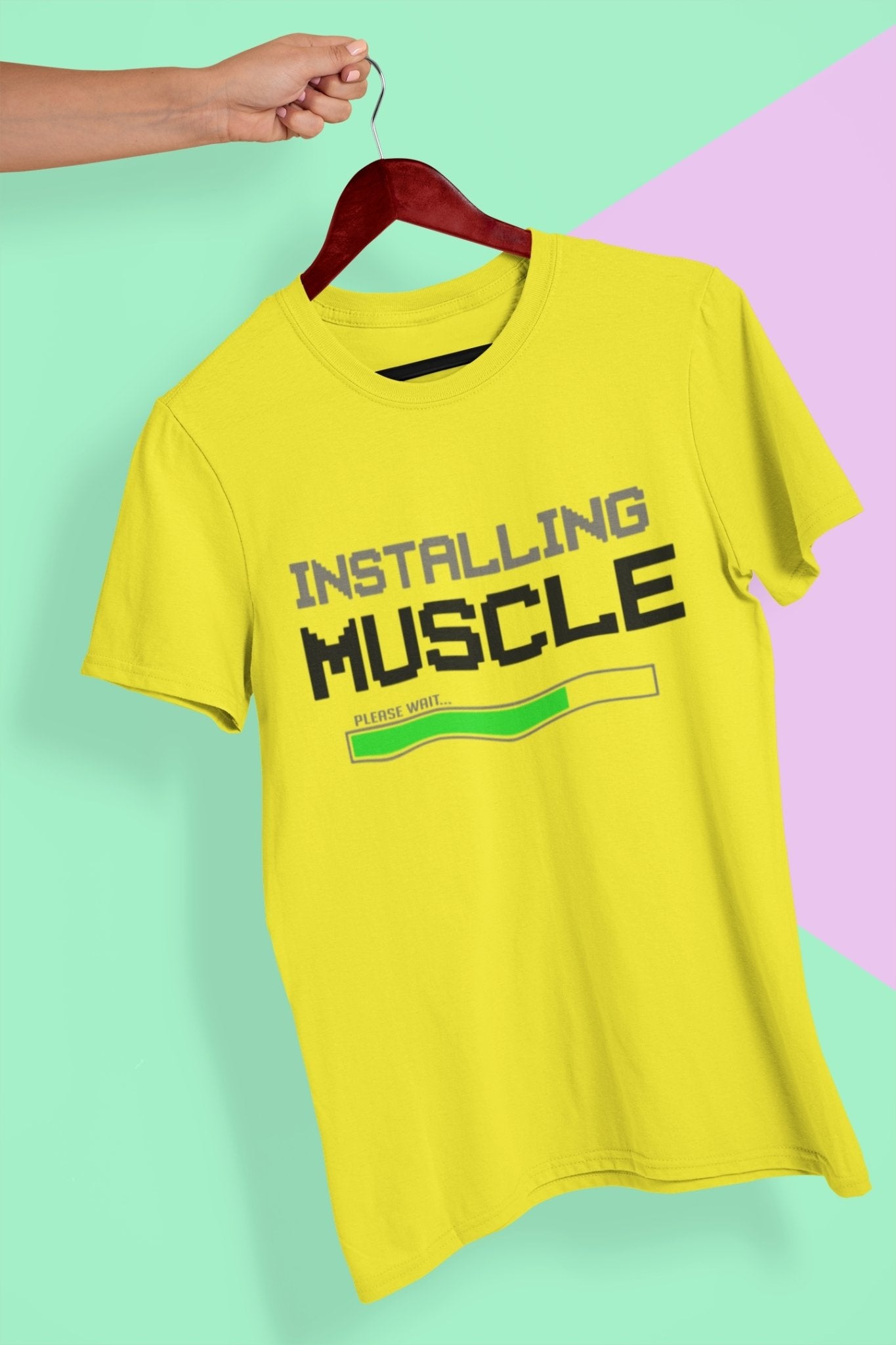 Installing Muscles Gym And Workout Mens Half Sleeves T-shirt- FunkyTradition - Funky Tees Club