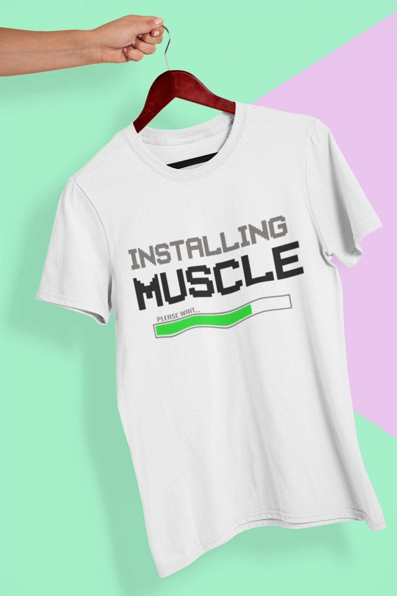 Installing Muscles Gym And Workout Mens Half Sleeves T-shirt- FunkyTradition - Funky Tees Club