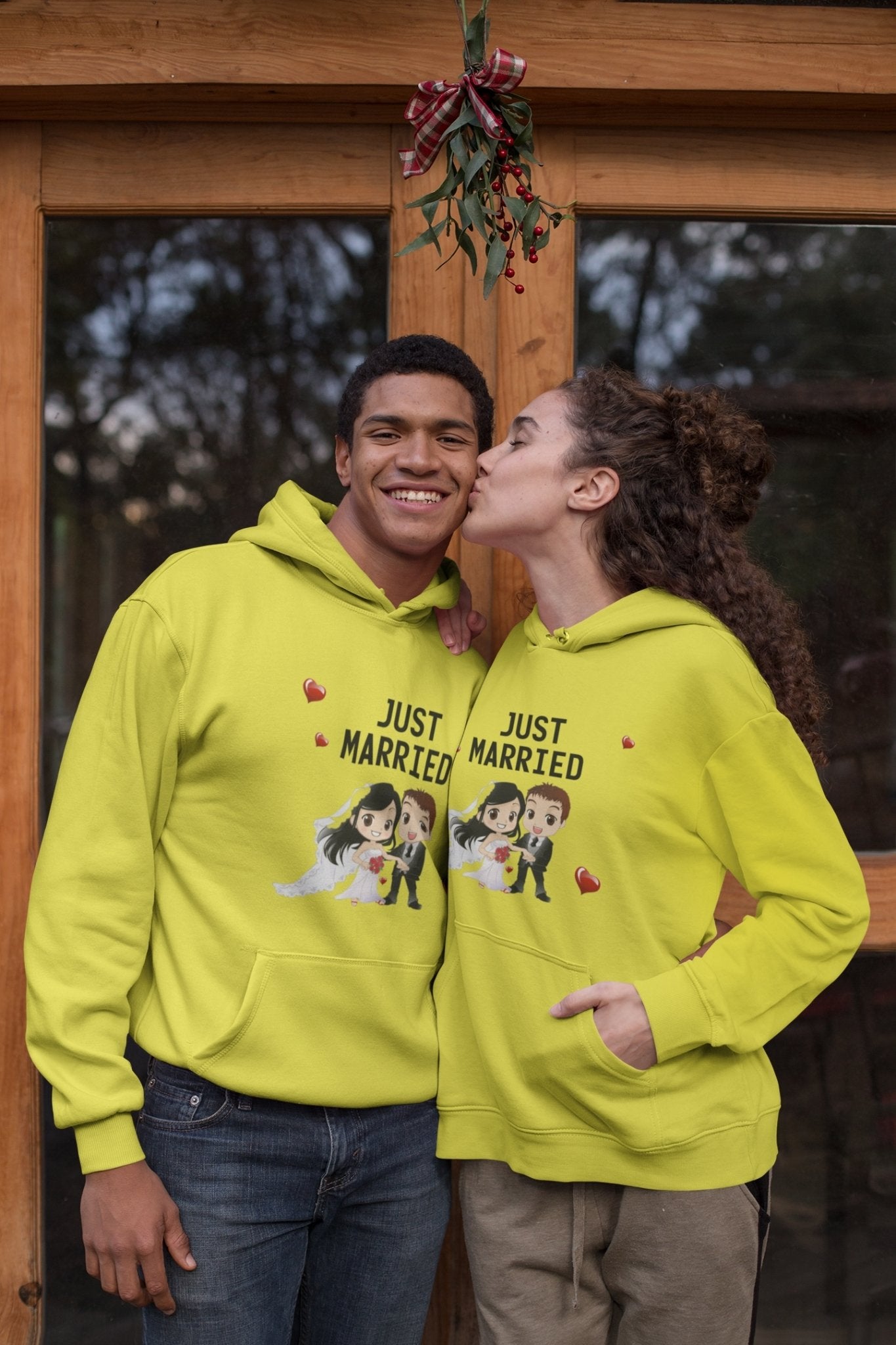 Just Married Couple Hoodie-FunkyTradition - FunkyTradition