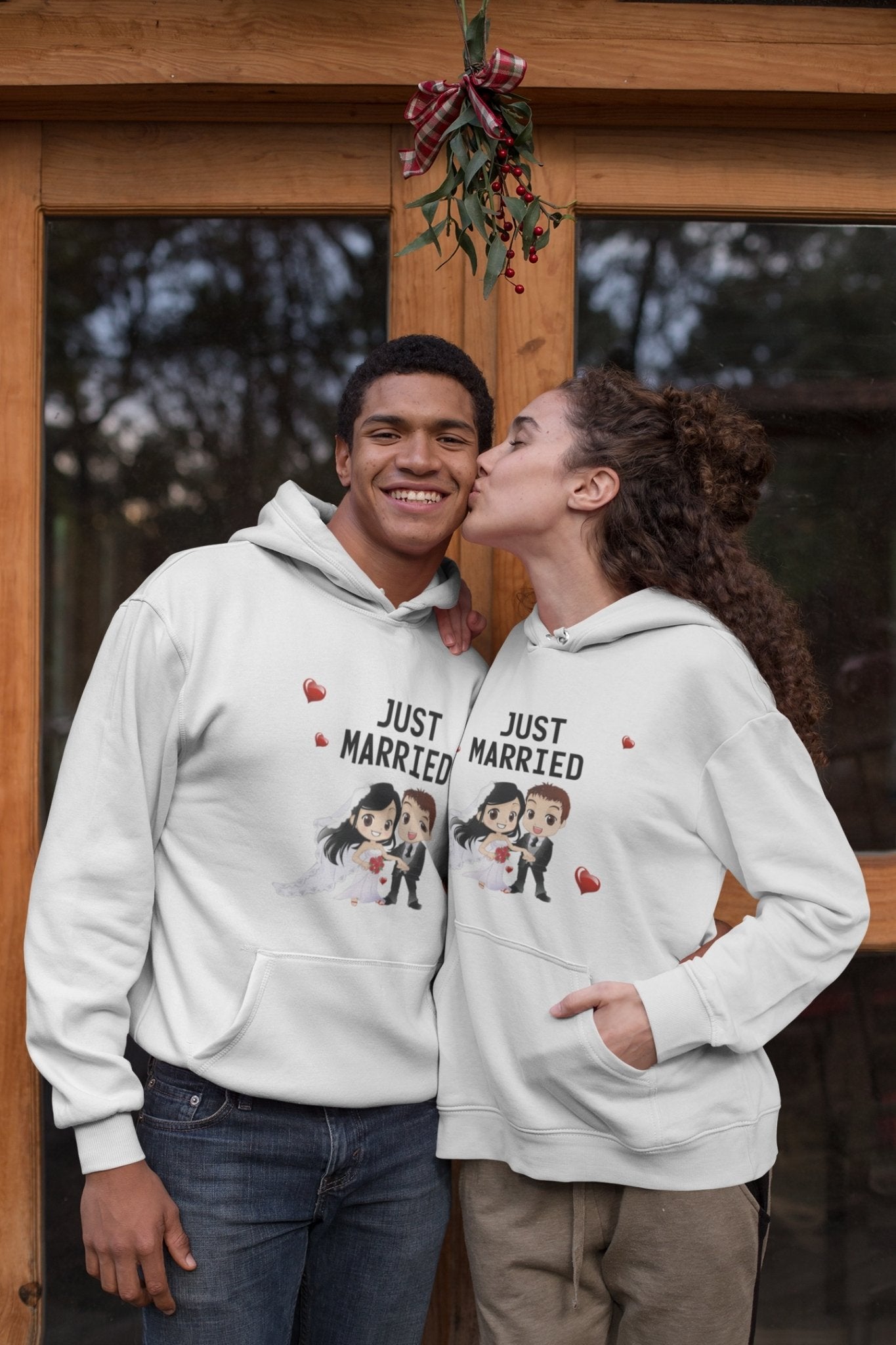 Just Married Couple Hoodie-FunkyTradition - FunkyTradition