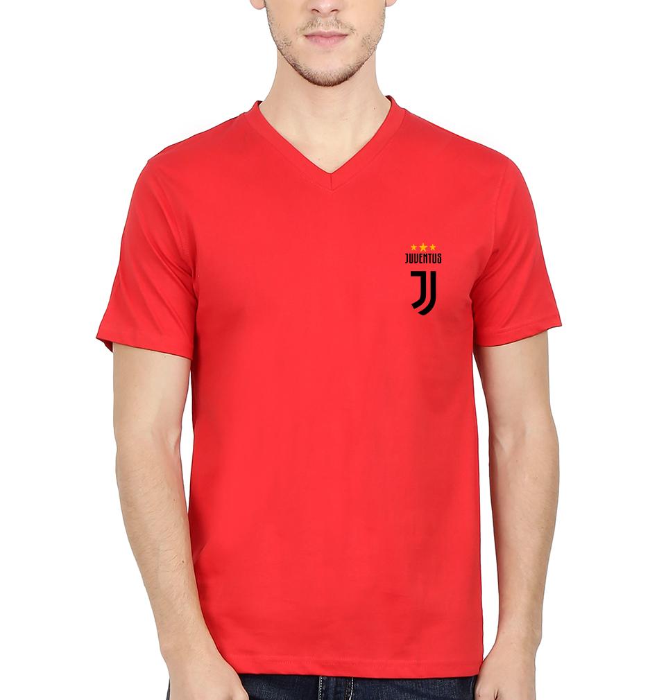 Juventus Logo V-Neck Half Sleeves T-shirt For Men-FunkyTradition - FunkyTradition