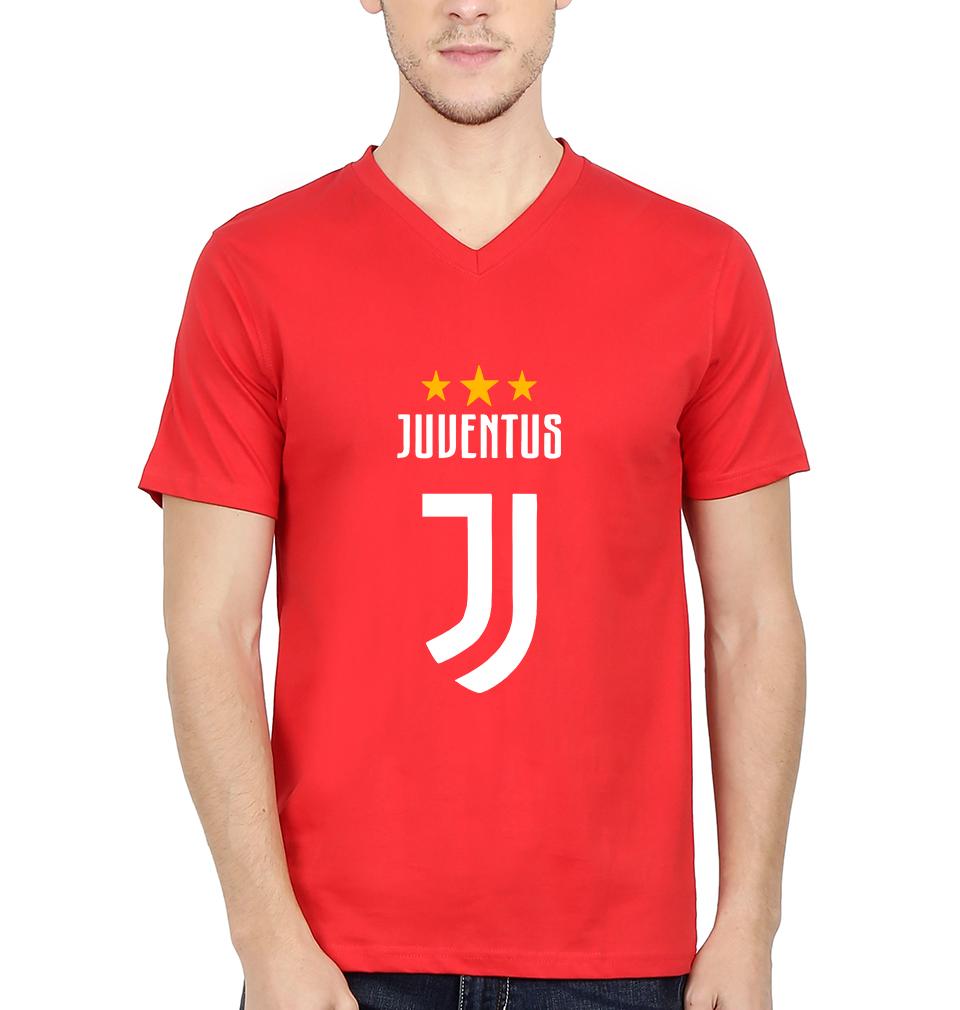 Juventus V-Neck Half Sleeves T-shirt For Men-FunkyTradition - FunkyTradition