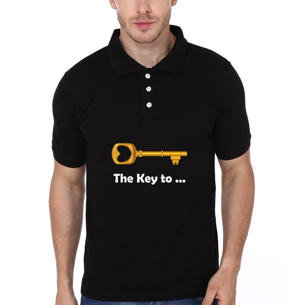 Key Lock Couple Polo Half Sleeves T-Shirts -FunkyTradition - FunkyTradition