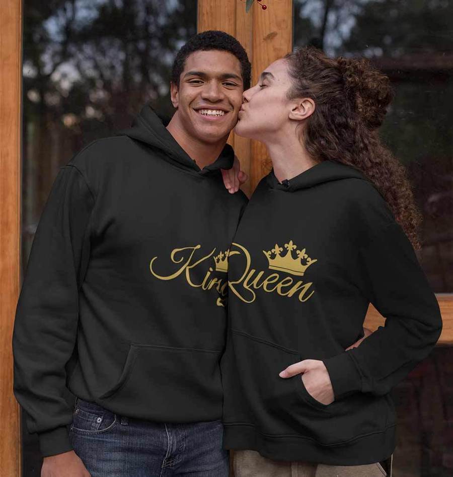 King n Queen Couple Hoodie-FunkyTradition - FunkyTradition