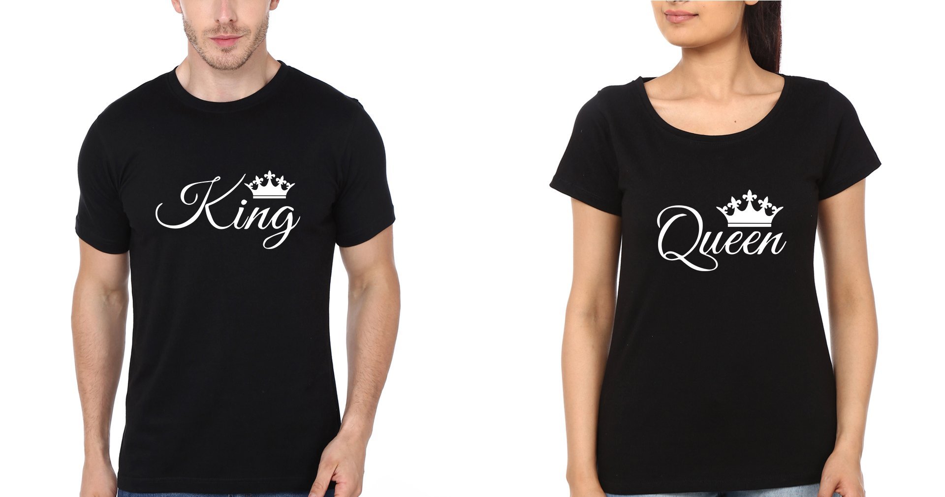 King Queen Couple Half Sleeves T-Shirts -FunkyTradition - FunkyTradition