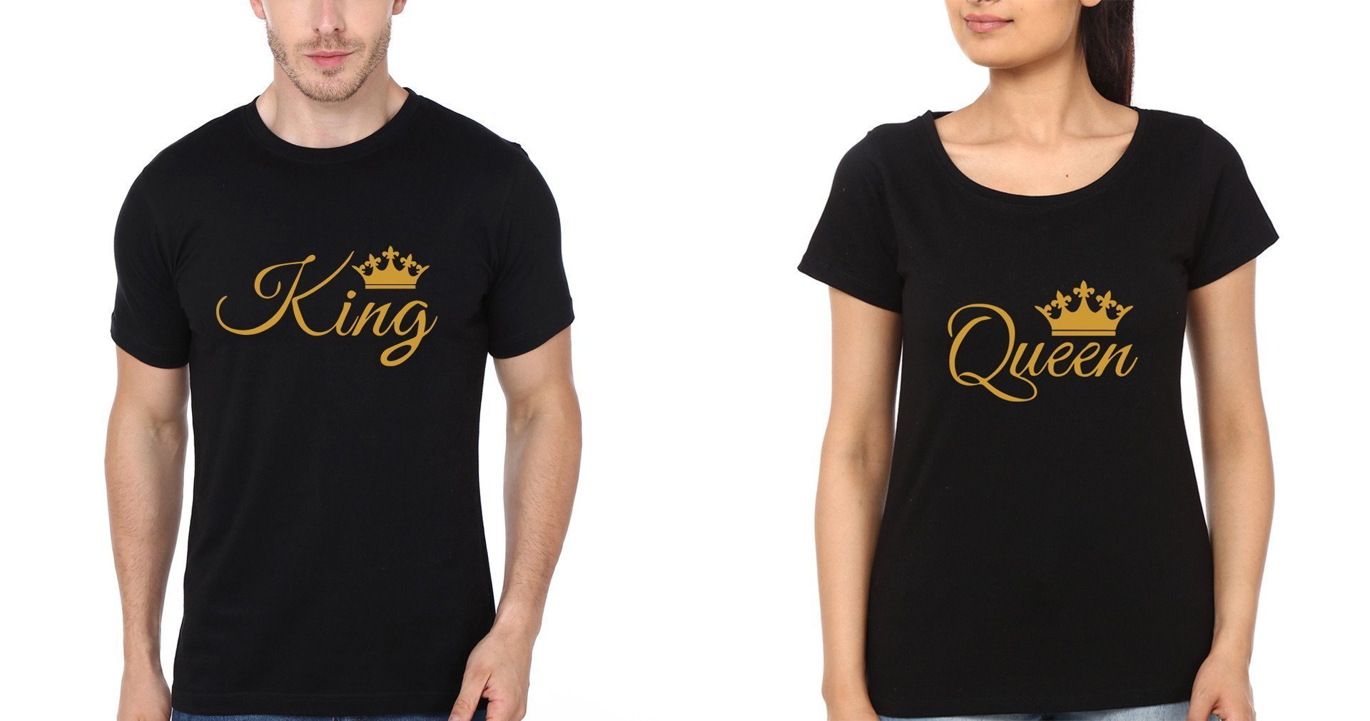 King Queen Couple Half Sleeves T-Shirts -FunkyTradition - FunkyTradition
