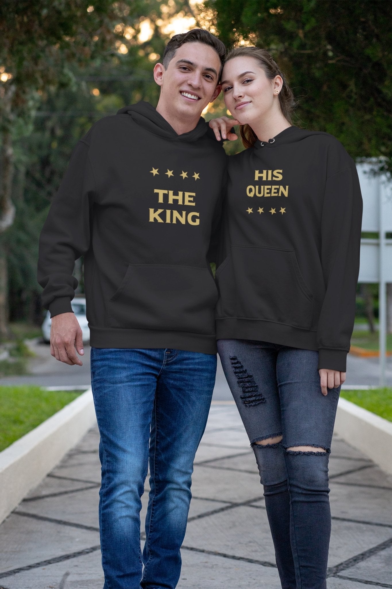 King Queen Couple Hoodie-FunkyTradition - FunkyTradition
