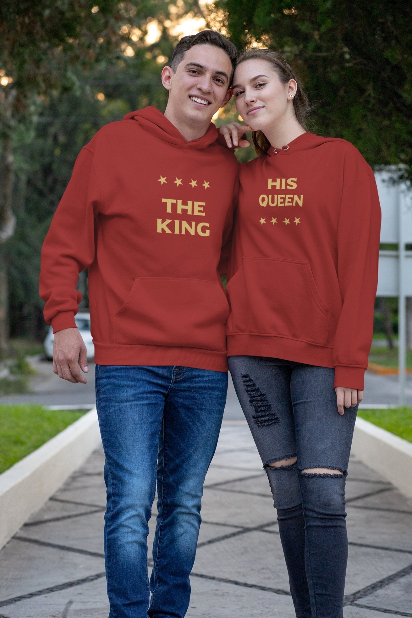 King Queen Couple Hoodie-FunkyTradition - FunkyTradition