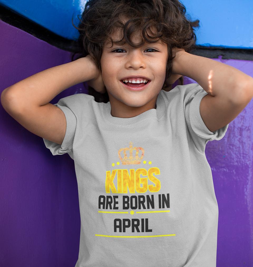 Kings Are Born In April Half Sleeves T-Shirt for Boy-FunkyTradition - FunkyTradition