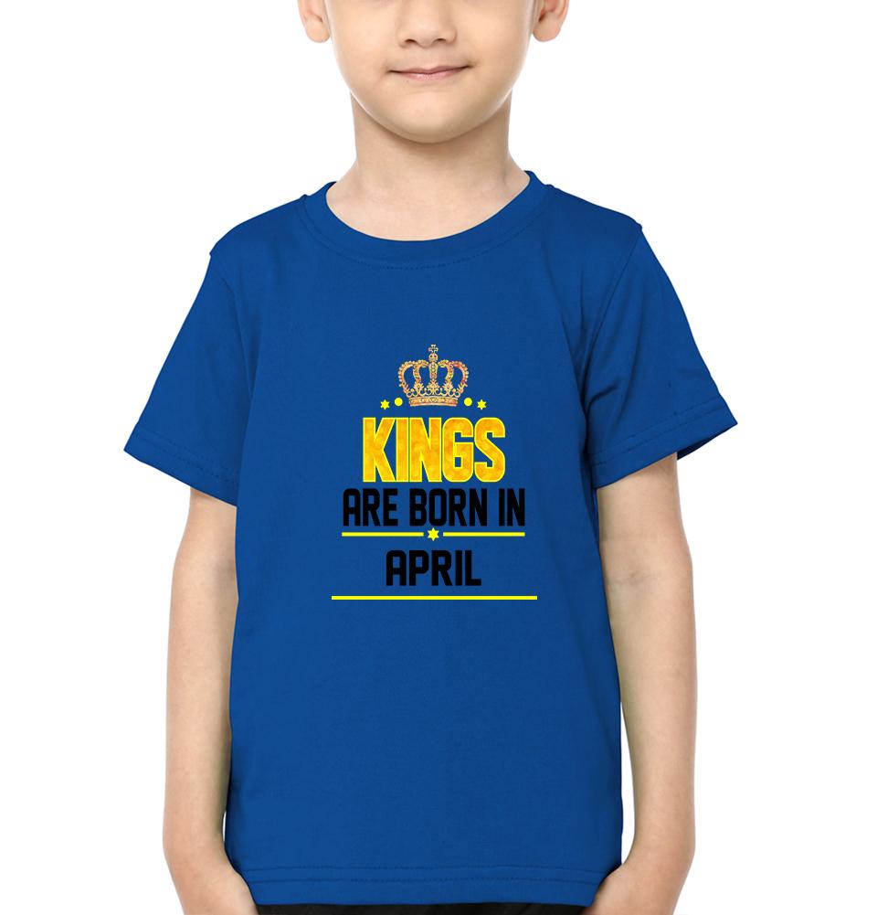 Kings Are Born In April Half Sleeves T-Shirt for Boy-FunkyTradition - FunkyTradition