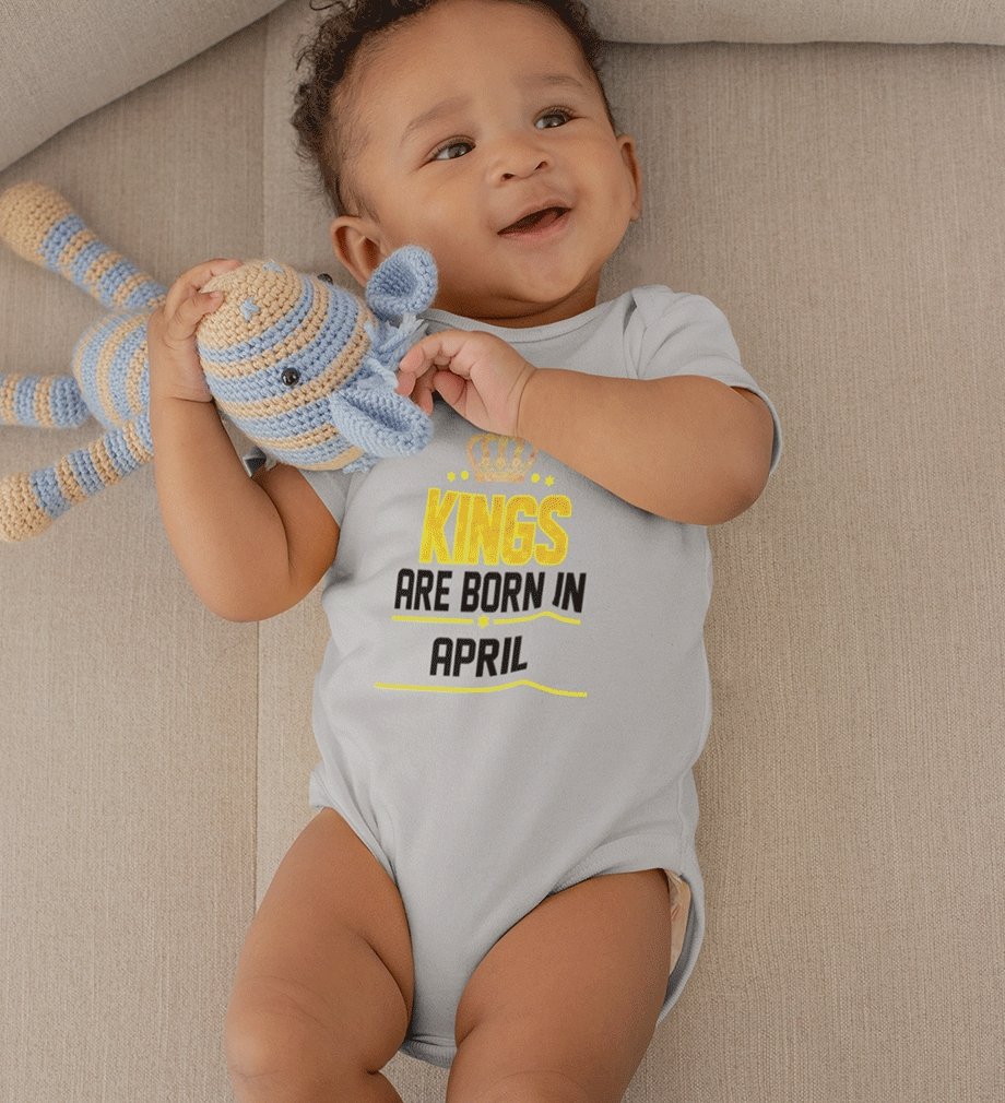 Kings are born in April Rompers for Baby Boy- FunkyTradition - FunkyTradition