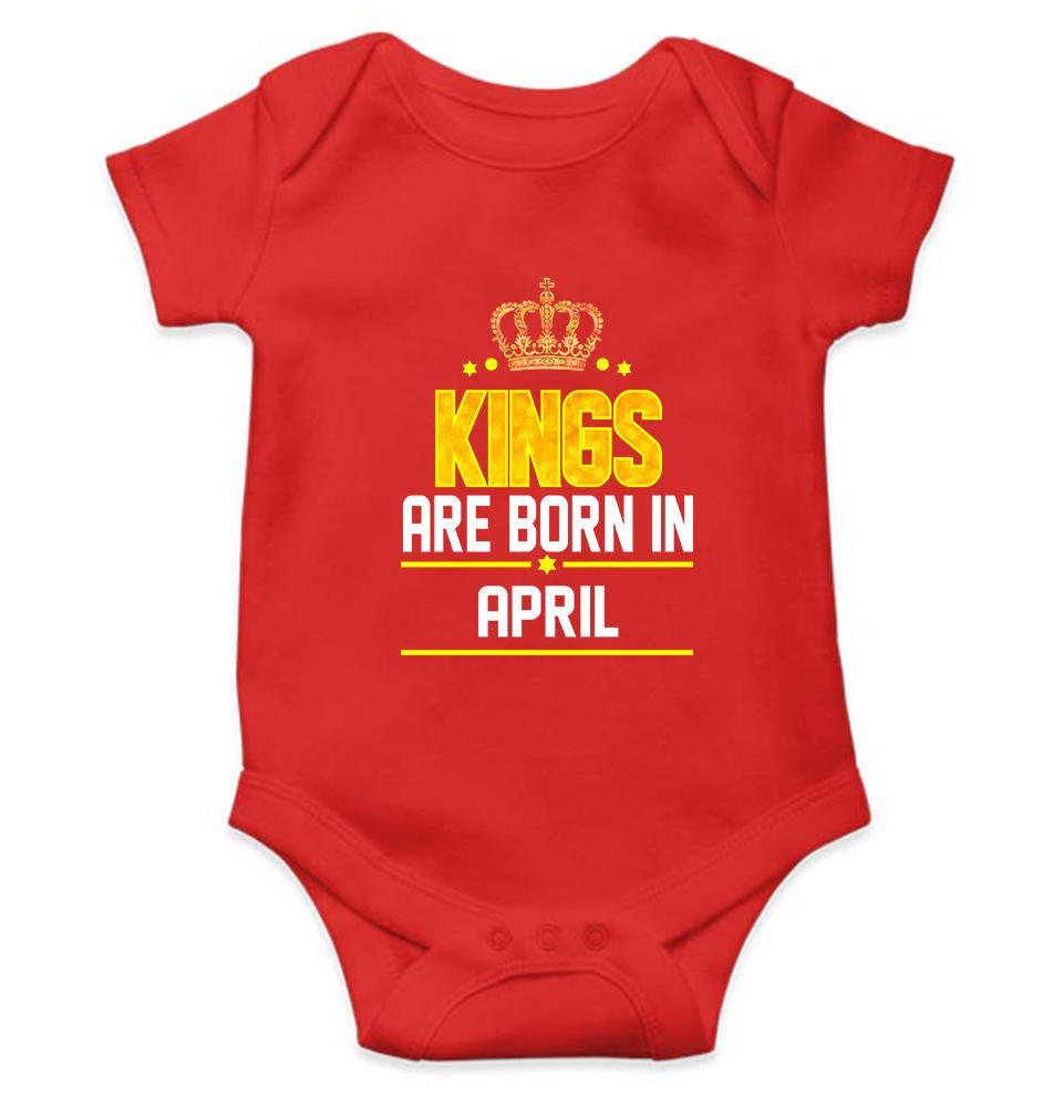 Kings are born in April Rompers for Baby Boy- FunkyTradition - FunkyTradition
