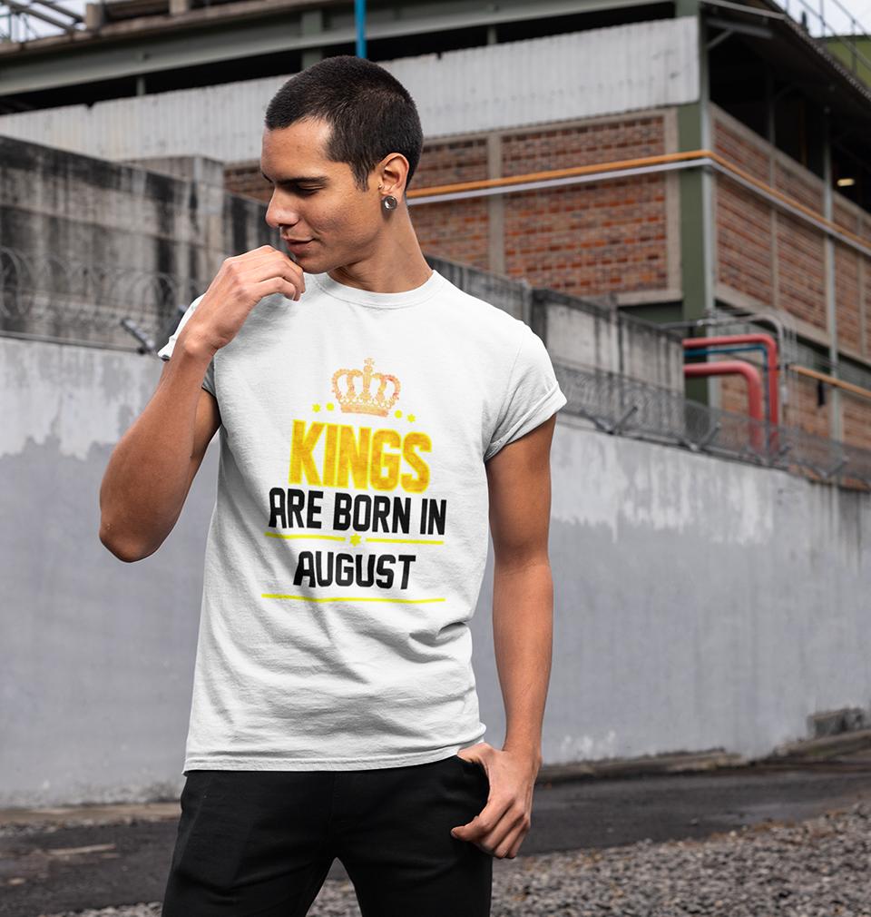 Kings Are Born In August Half Sleeves T-Shirt For Men-FunkyTradition - FunkyTradition
