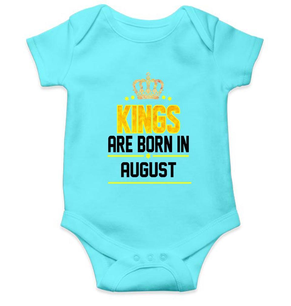 Kings are born in August Rompers for Baby Boy- FunkyTradition - FunkyTradition
