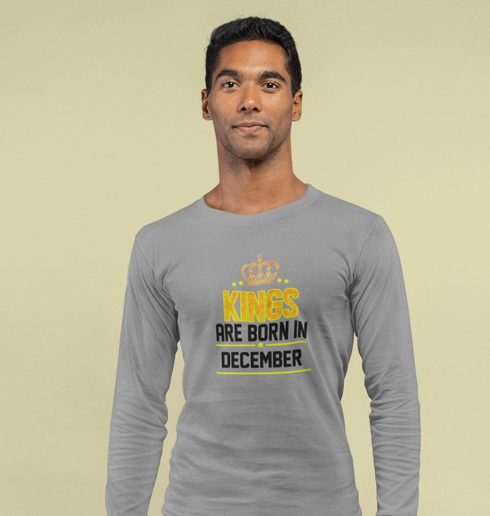 Kings Are Born In December Full Sleeves T-Shirt For Men-FunkyTradition - FunkyTradition