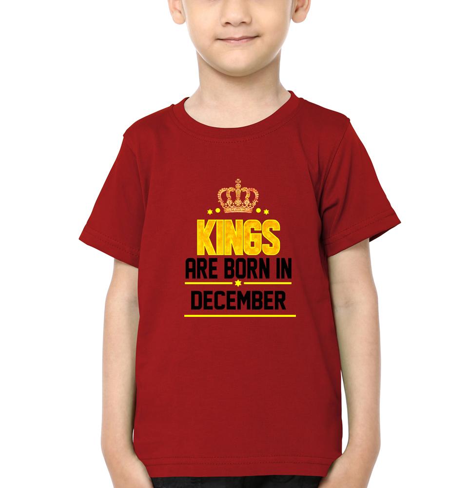 Kings Are Born In December Half Sleeves T-Shirt for Boy-FunkyTradition - FunkyTradition