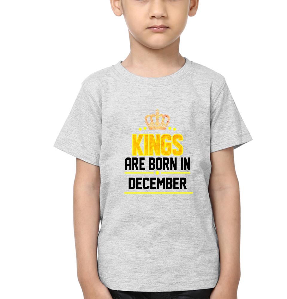 Kings Are Born In December Half Sleeves T-Shirt for Boy-FunkyTradition - FunkyTradition