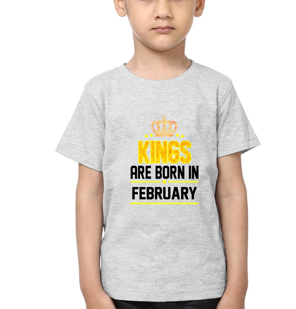 Kings Are Born In February Half Sleeves T-Shirt for Boy-FunkyTradition - FunkyTradition