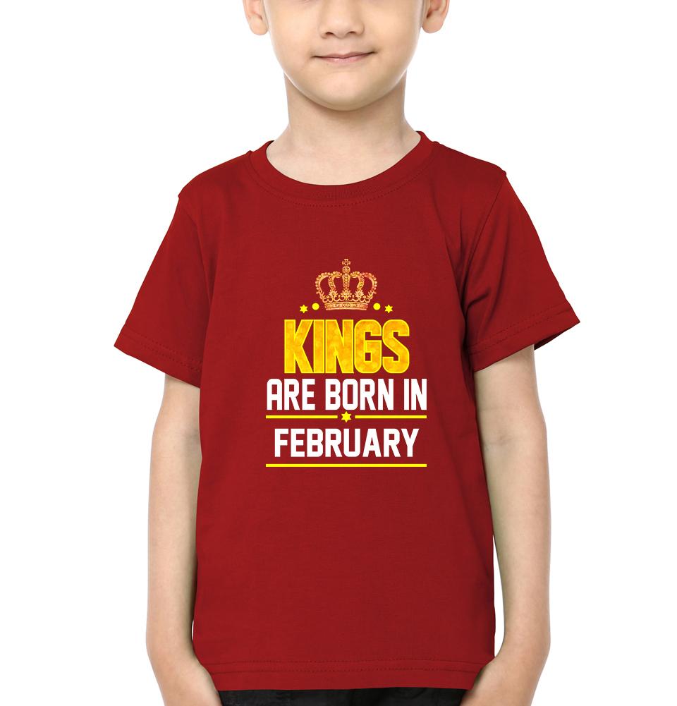 Kings Are Born In February Half Sleeves T-Shirt for Boys and Kids-FunkyTradition - FunkyTradition