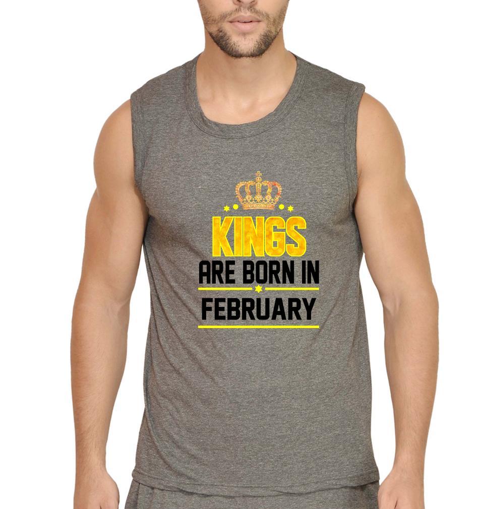 Kings Are Born In February Men Sleeveless T-Shirts-FunkyTradition - FunkyTradition