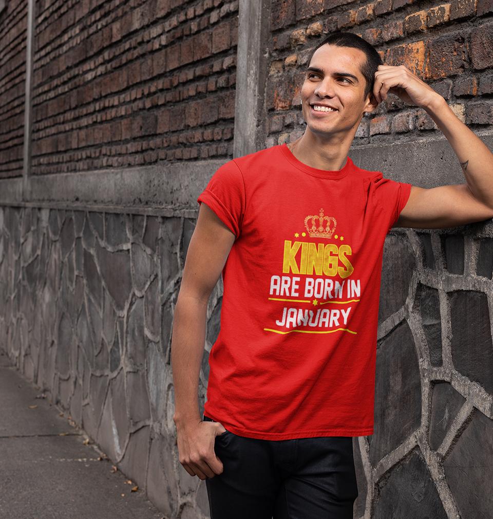 Kings Are Born In January Half Sleeves T-Shirt For Men-FunkyTradition - FunkyTradition