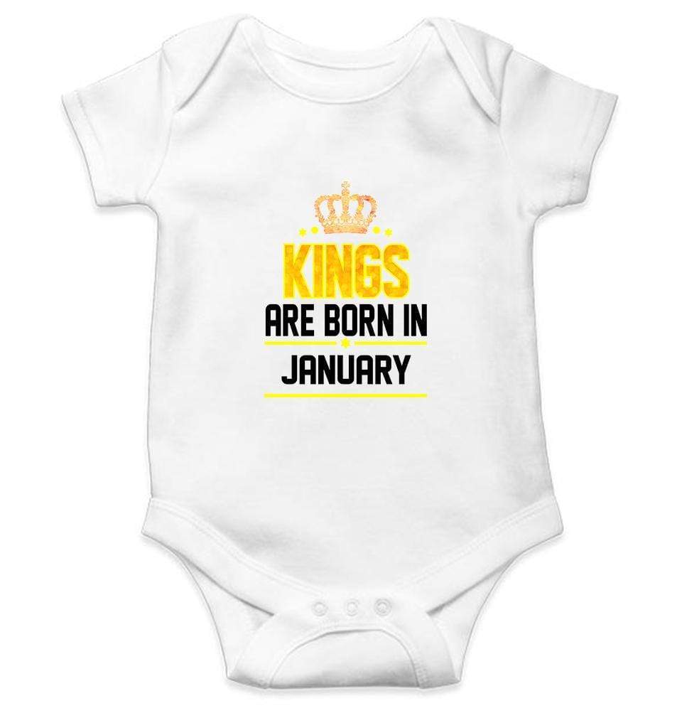 Kings are born in January Rompers for Baby Boy - FunkyTradition - FunkyTradition