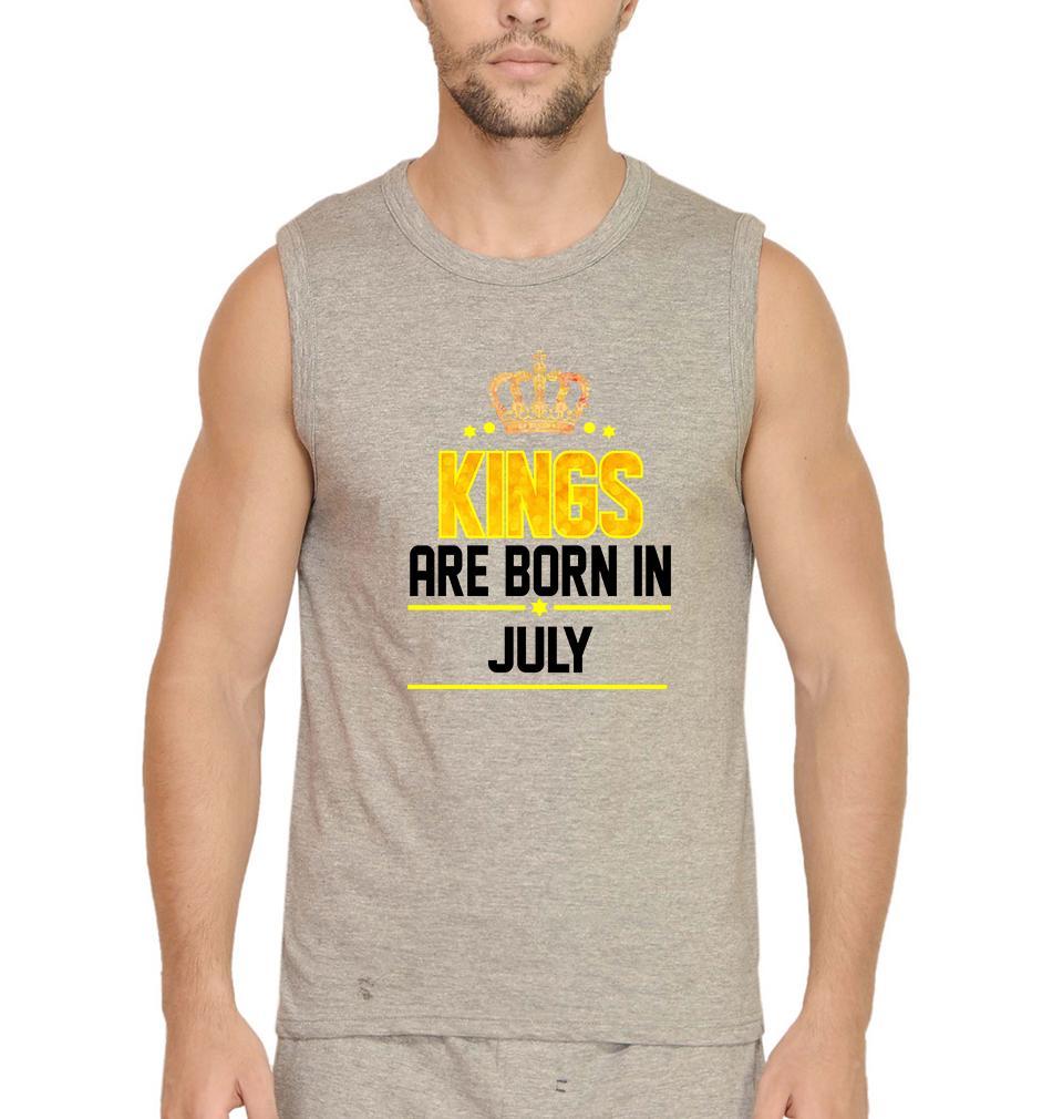 Kings Are Born In July Men Sleeveless T-Shirts-FunkyTradition - FunkyTradition