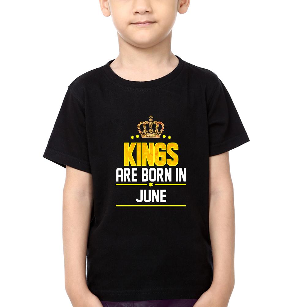Kings Are Born In June Half Sleeves T-Shirt for Boy-FunkyTradition - FunkyTradition