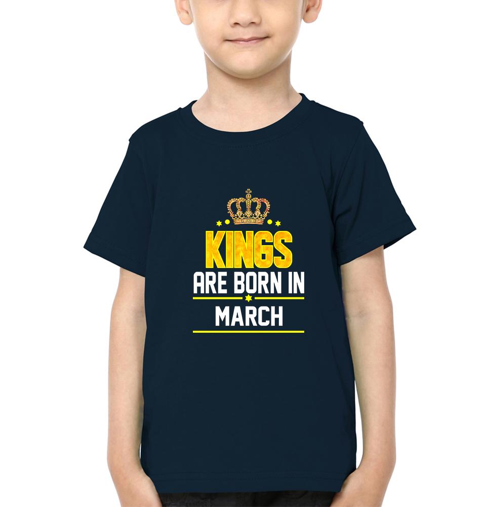 Kings Are Born In March Half Sleeves T-Shirt for Boys and Kids-FunkyTradition - FunkyTradition