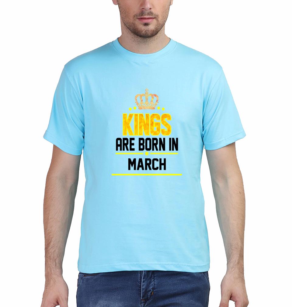 Kings Are Born In March Half Sleeves T-Shirt For Men-FunkyTradition - FunkyTradition